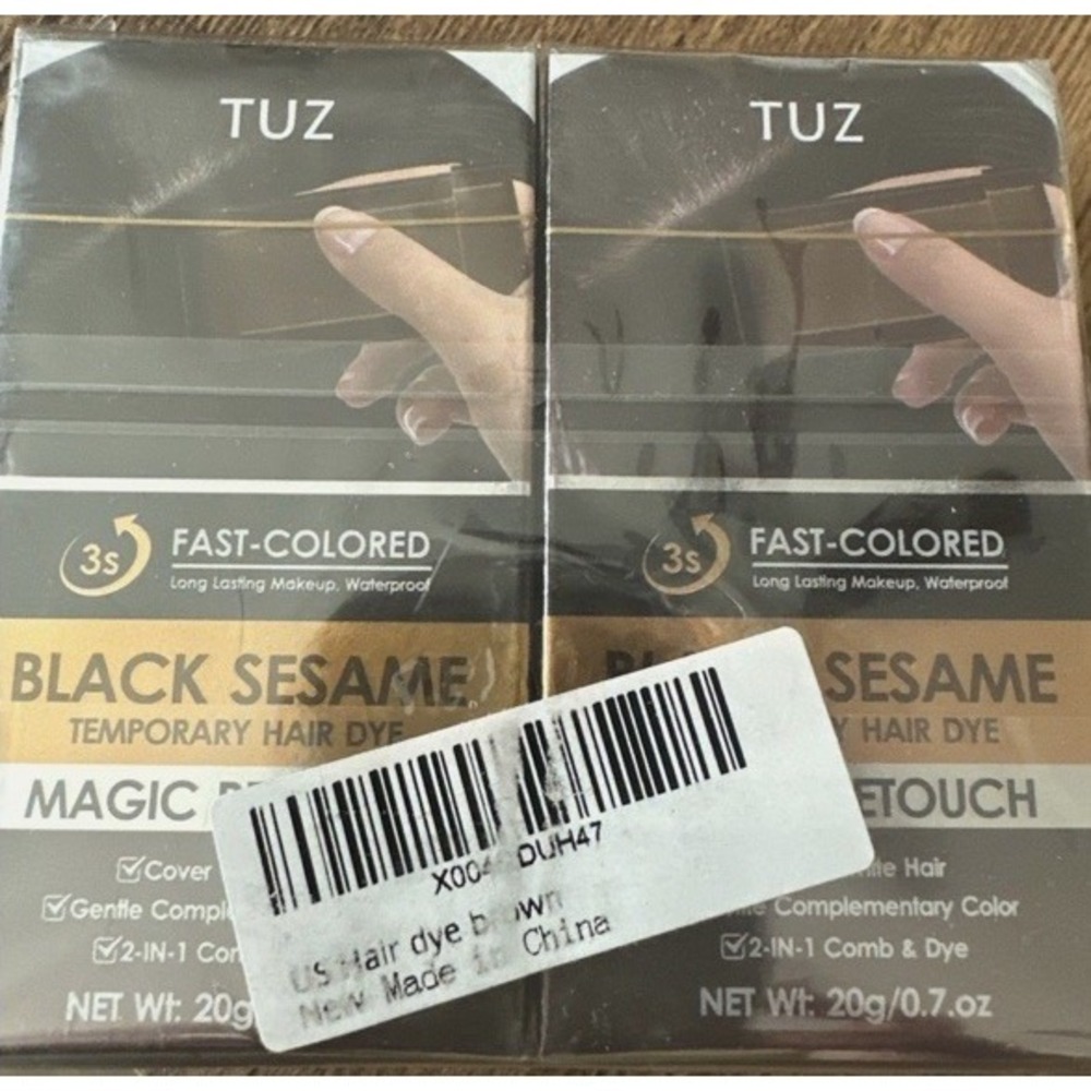 2 Pack TUZ Black Sesame Magic Retouch Temporary Hair Dye Unisex 3s Fast NIB SEAL